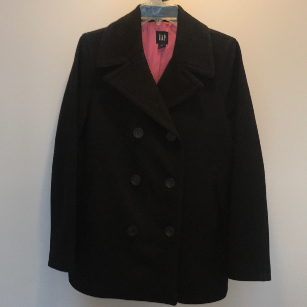 Black wool blend Gap pea coat, size medium